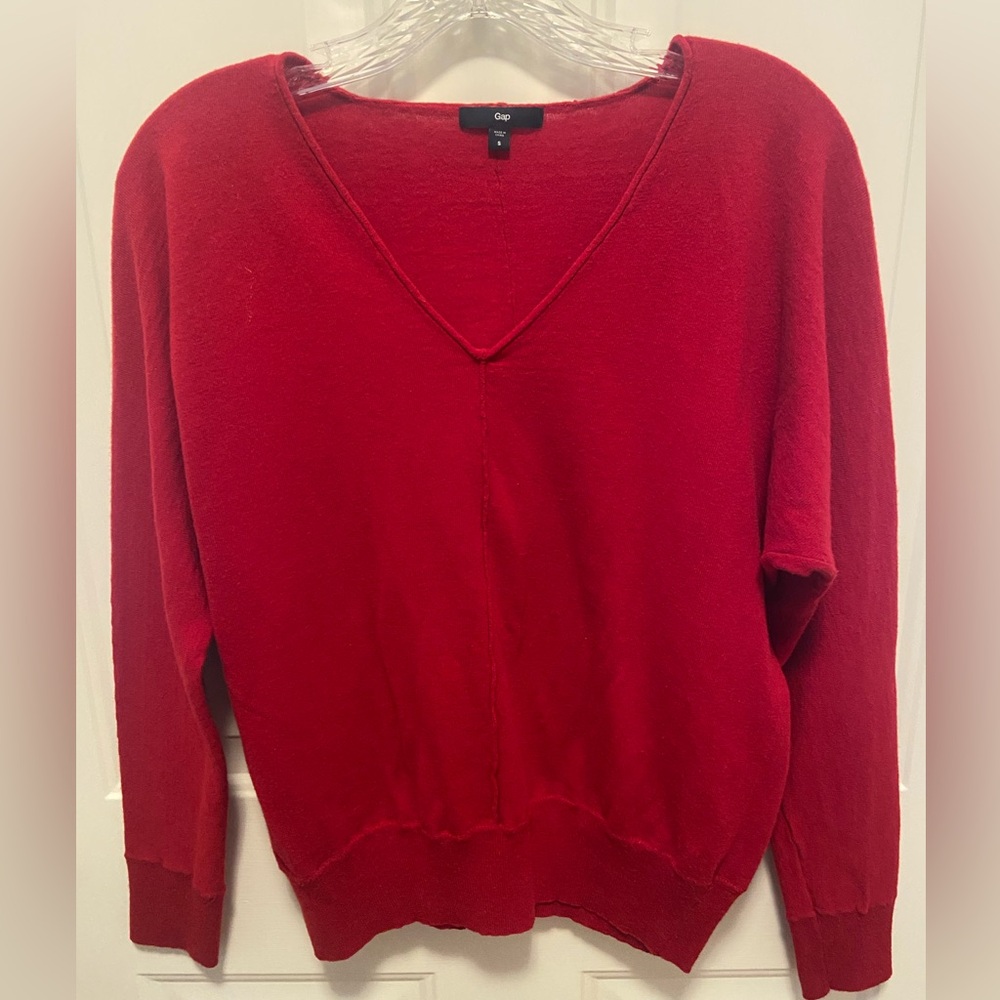 GAP Vibrant Red V-Neck Sweater for Women